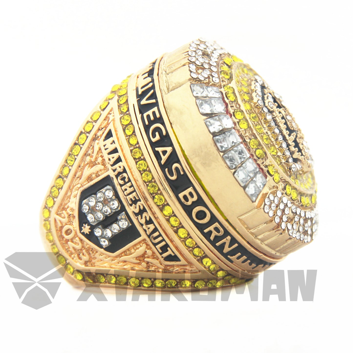 The 2023 VGK Golden Knights Stanley cup Championship Perfect Rings World Champions ring with necklace with Black wooden box 