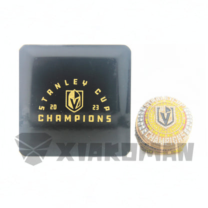 The 2023 VGK Golden Knights Stanley cup Championship Perfect Rings World Champions ring with necklace with Black wooden box 