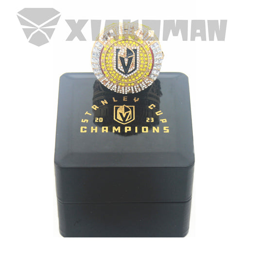 The 2023 Stanley Cup VGK Golden Knights Championship Rings World Champions ring with necklace with Black wooden box